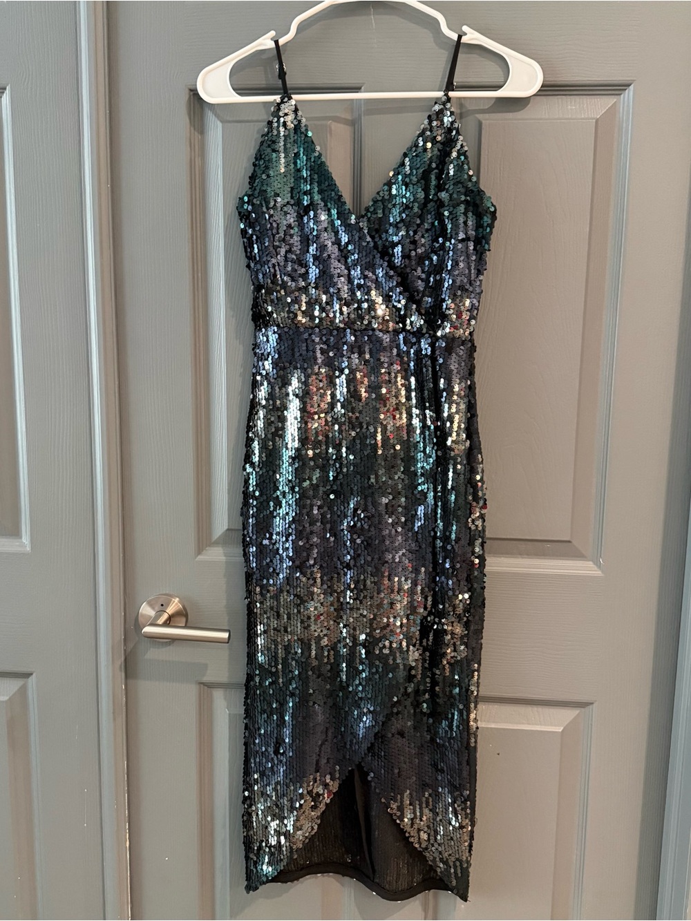 Gianni Bini Teal and Black Sequin Midi Dress